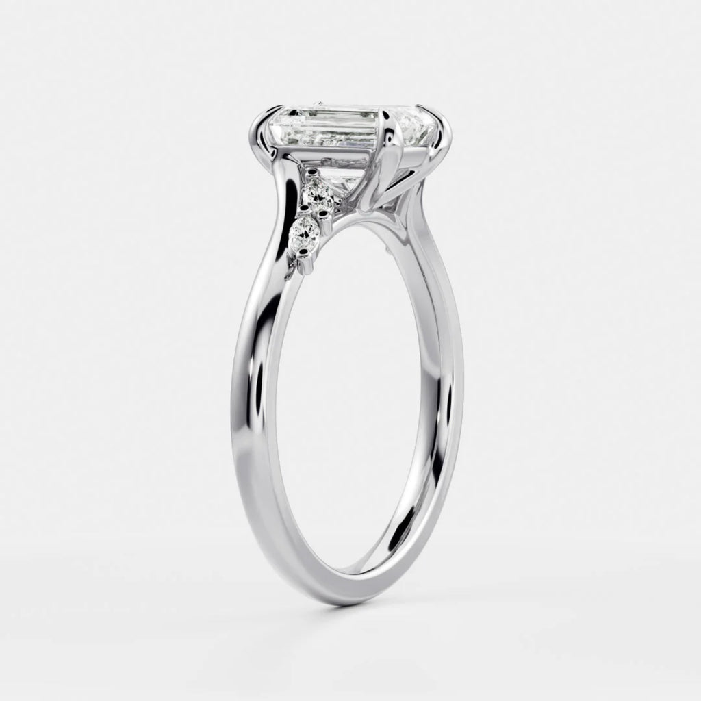 1.0-3.5 CT Emerald Lab Grown Diamond Twisted Band Engagement Ring
