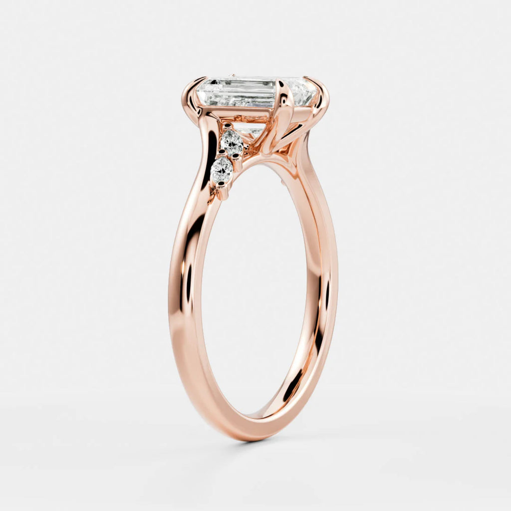 1.0-3.5 CT Emerald Lab Grown Diamond Twisted Band Engagement Ring
