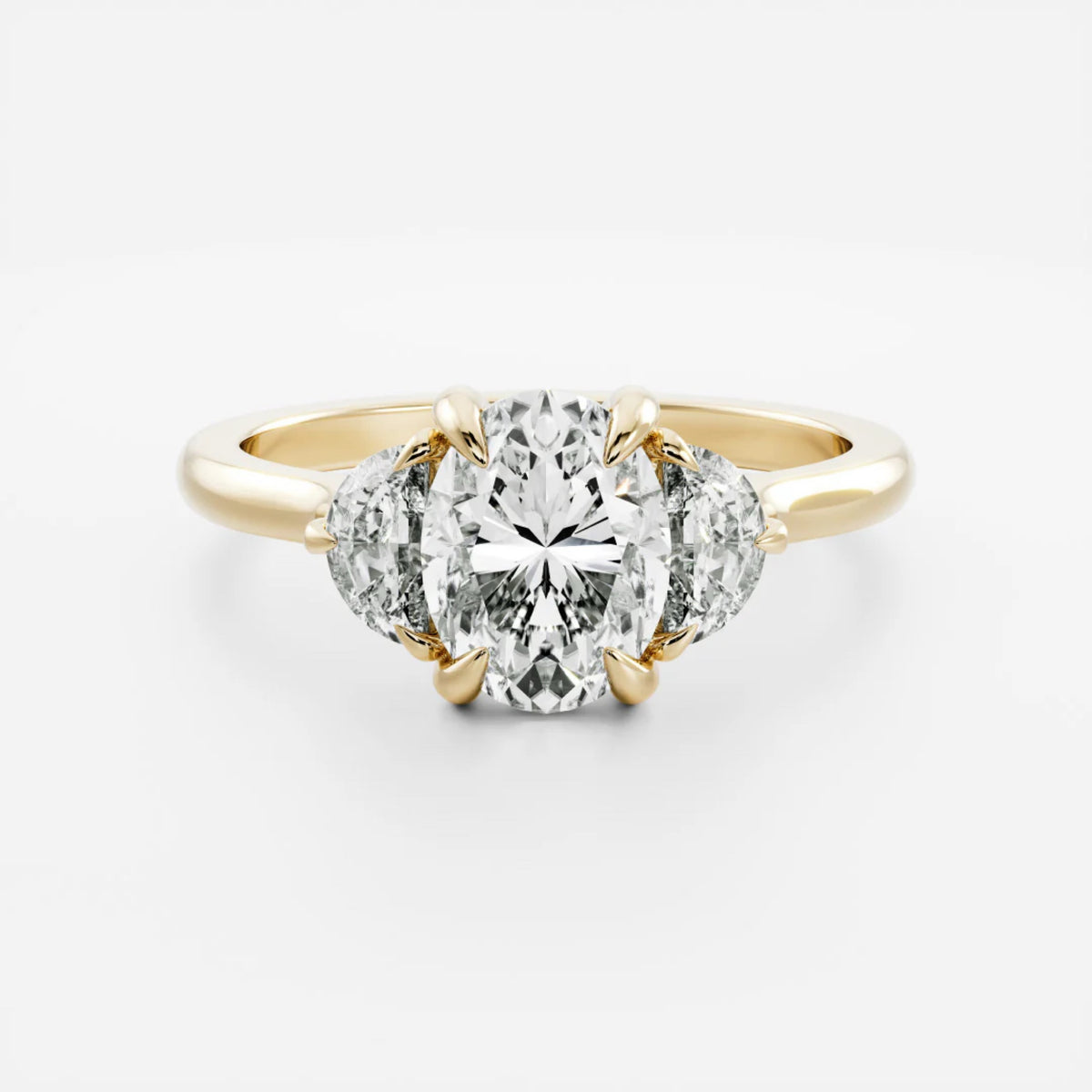 1.0-3.5 CT Oval Lab Grown Diamond Trilogy Engagement Ring