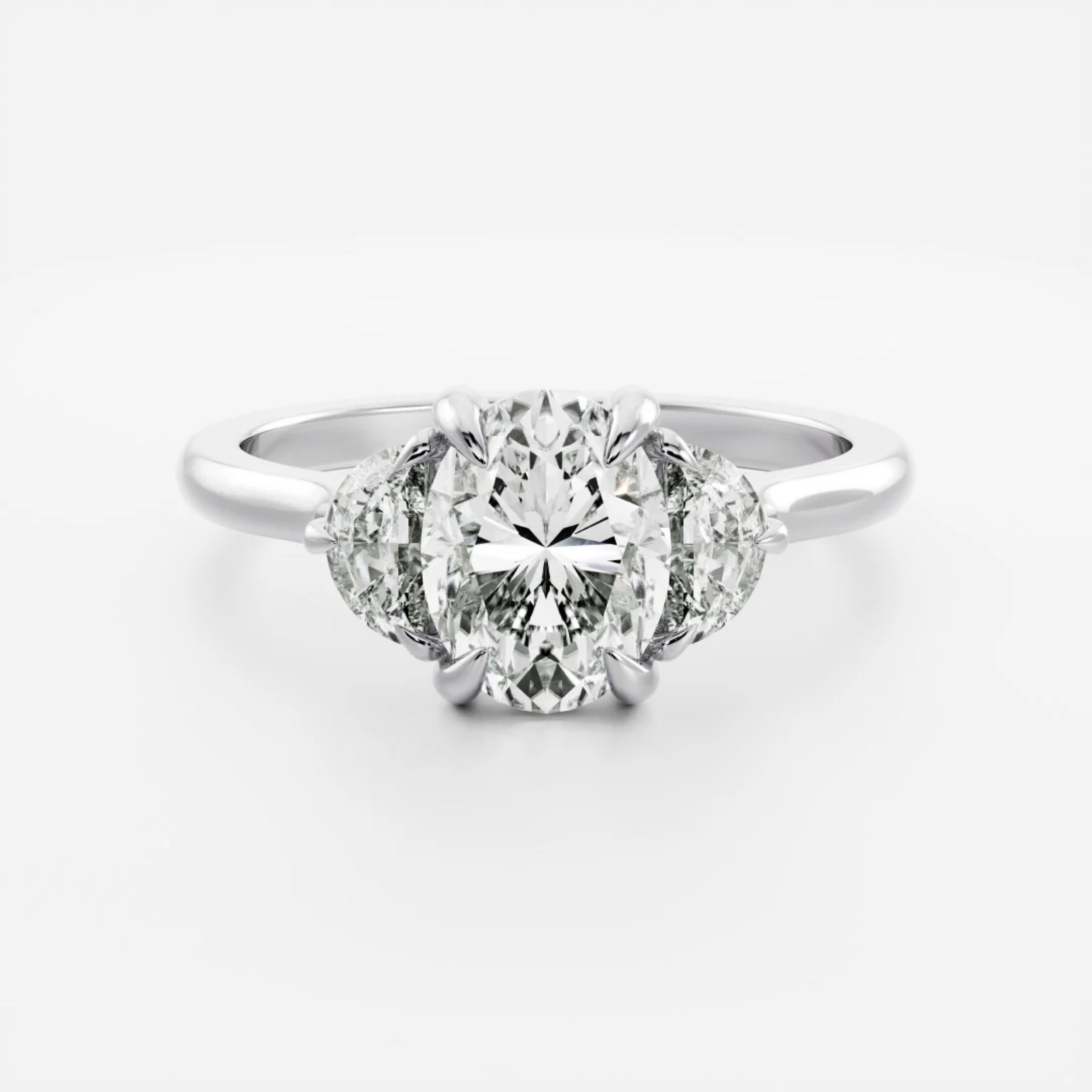 2.0 - 4.0 CT Oval Lab Grown Diamond Trilogy Engagement Ring