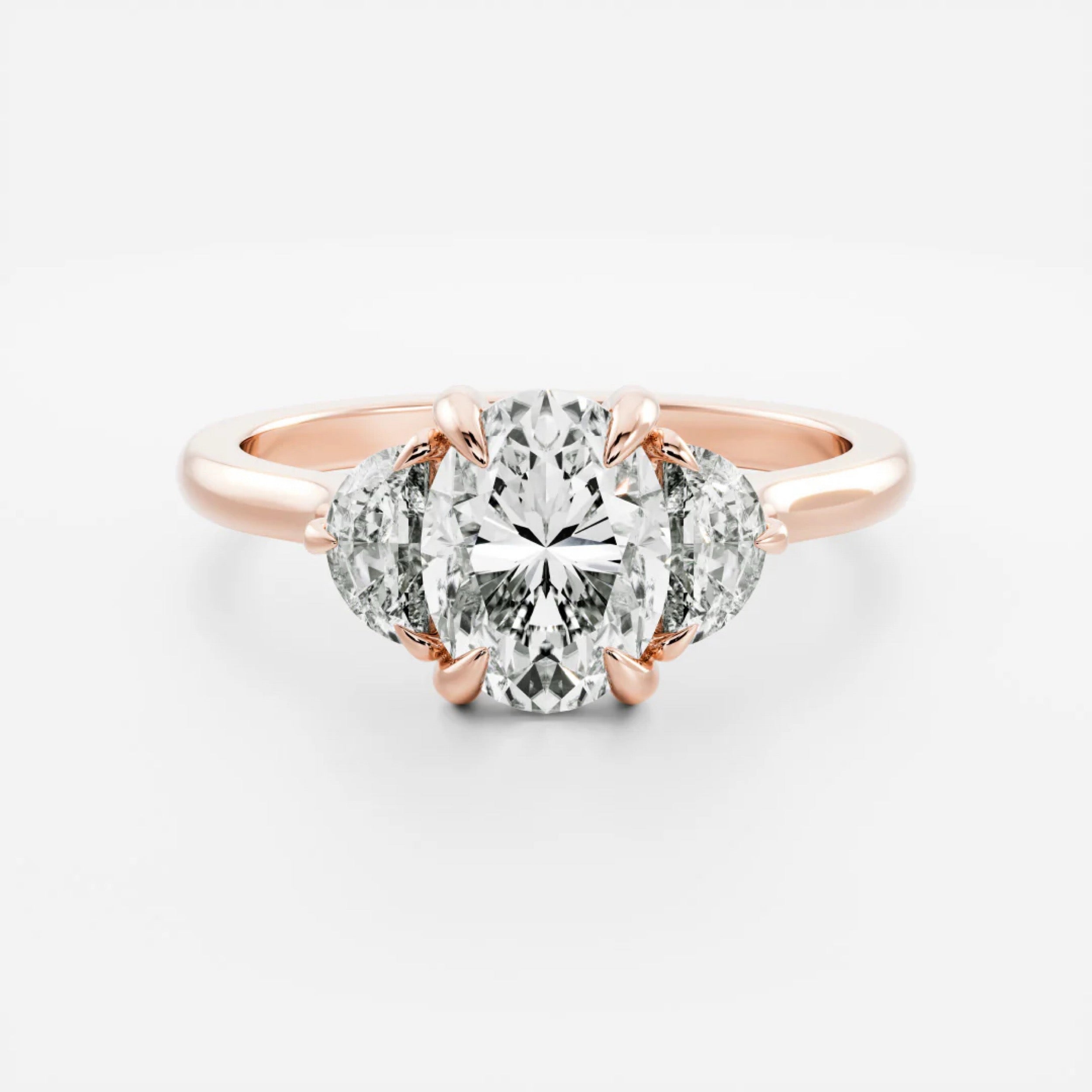 2.0 - 4.0 CT Oval Lab Grown Diamond Trilogy Engagement Ring
