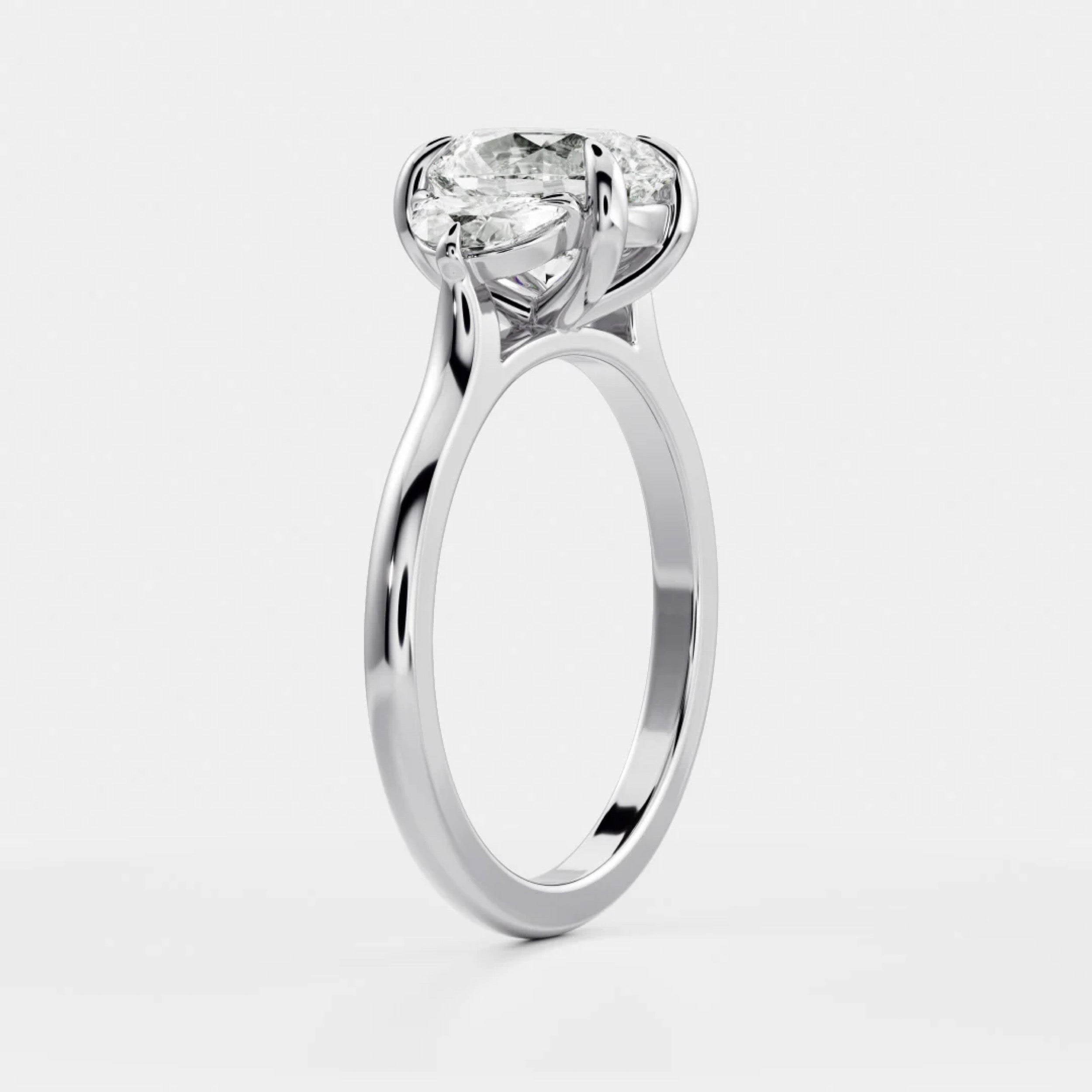 2.0 - 4.0 CT Oval Lab Grown Diamond Trilogy Engagement Ring