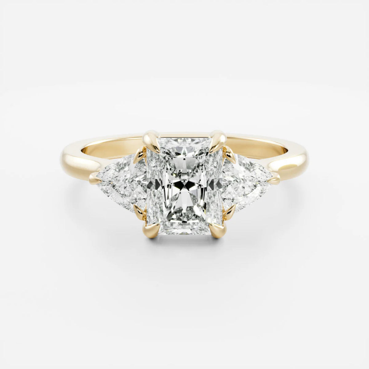 1.0-3.5 CT Radiant Lab Grown Diamond Trilogy Engagement Ring