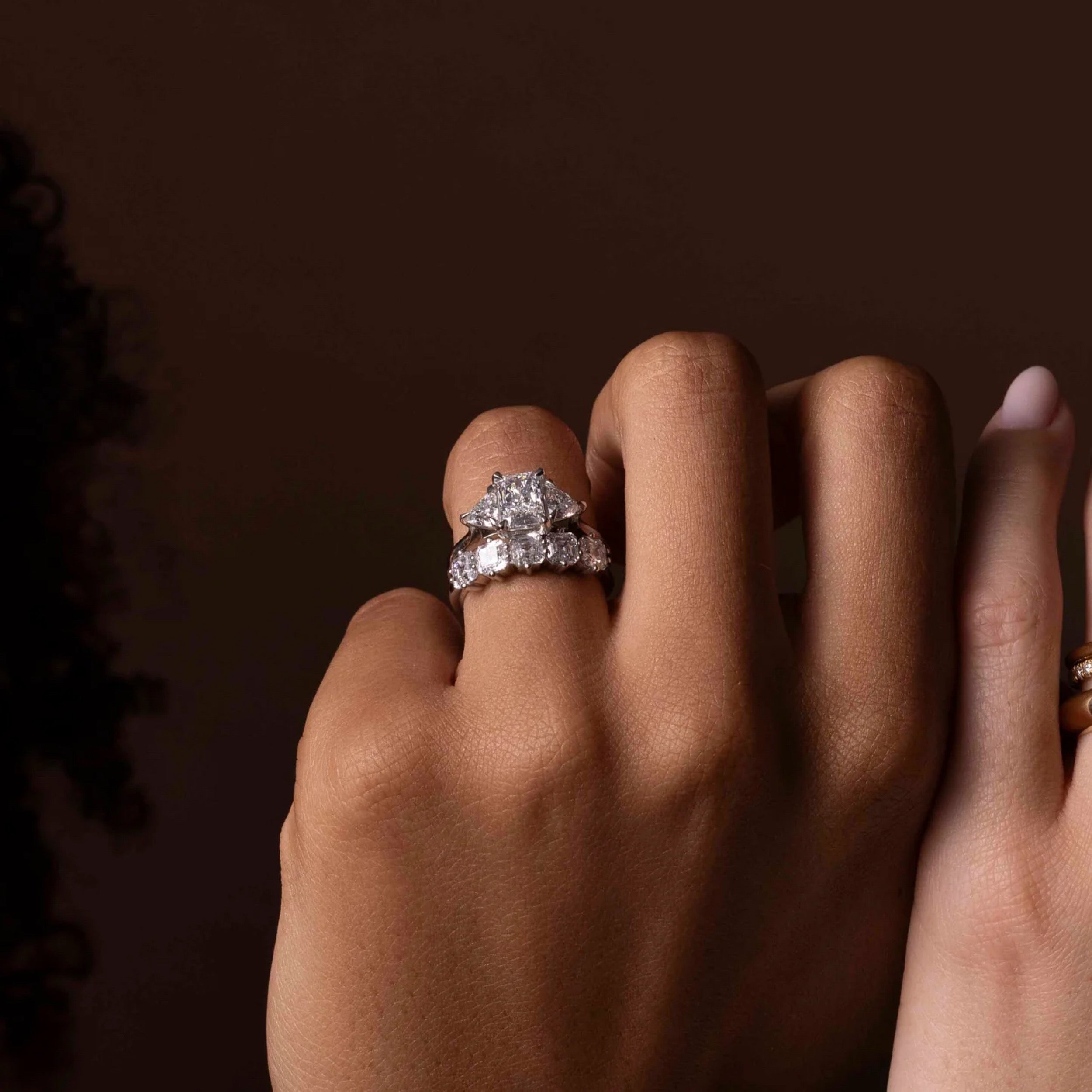 2.0 - 4.0 CT Radiant Lab Grown Diamond Trilogy Engagement Ring