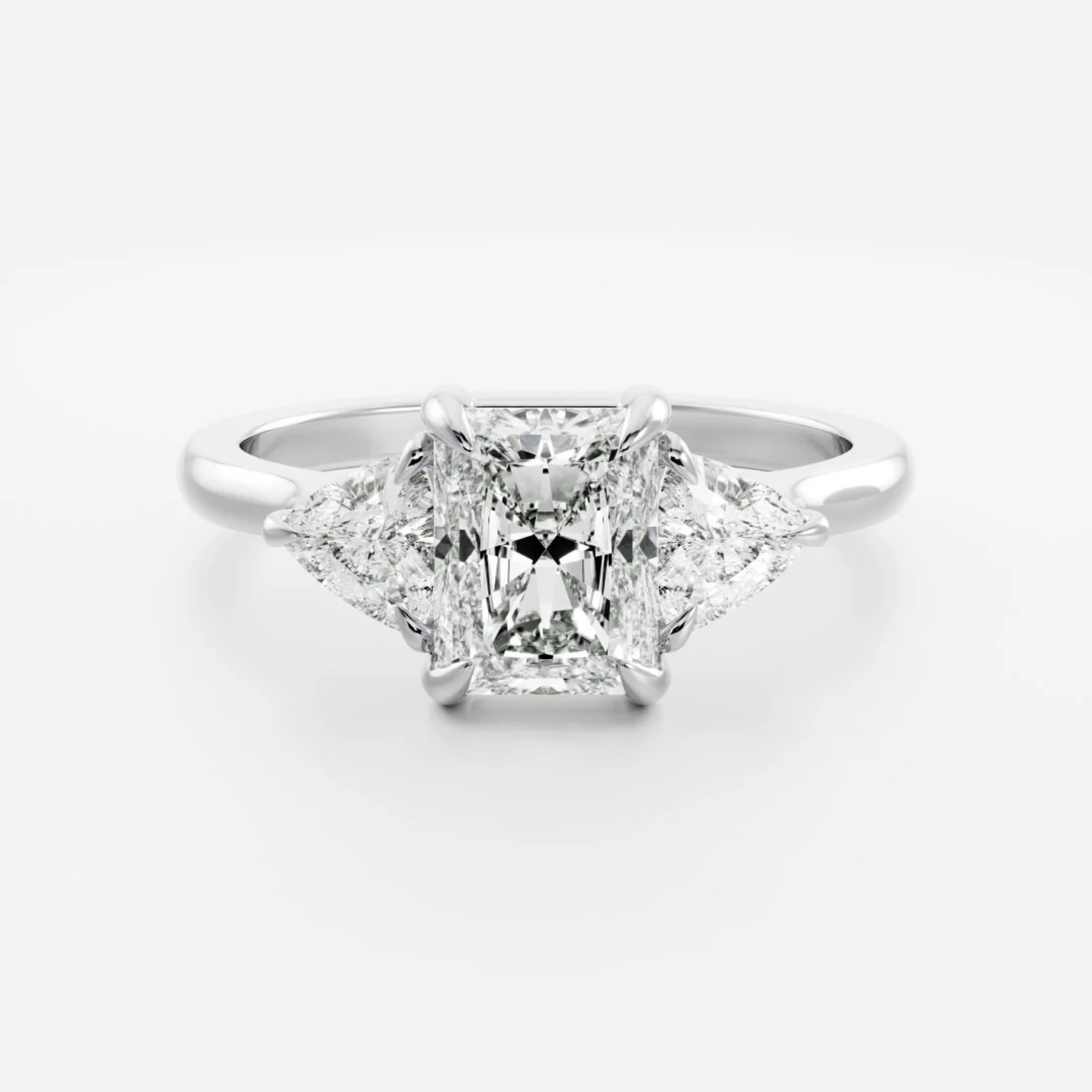 2.0 - 4.0 CT Radiant Lab Grown Diamond Trilogy Engagement Ring