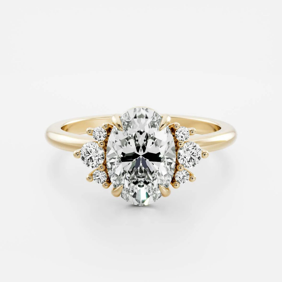 1.0-3.5 CT Oval Lab Grown Diamond Cluster Engagement Ring