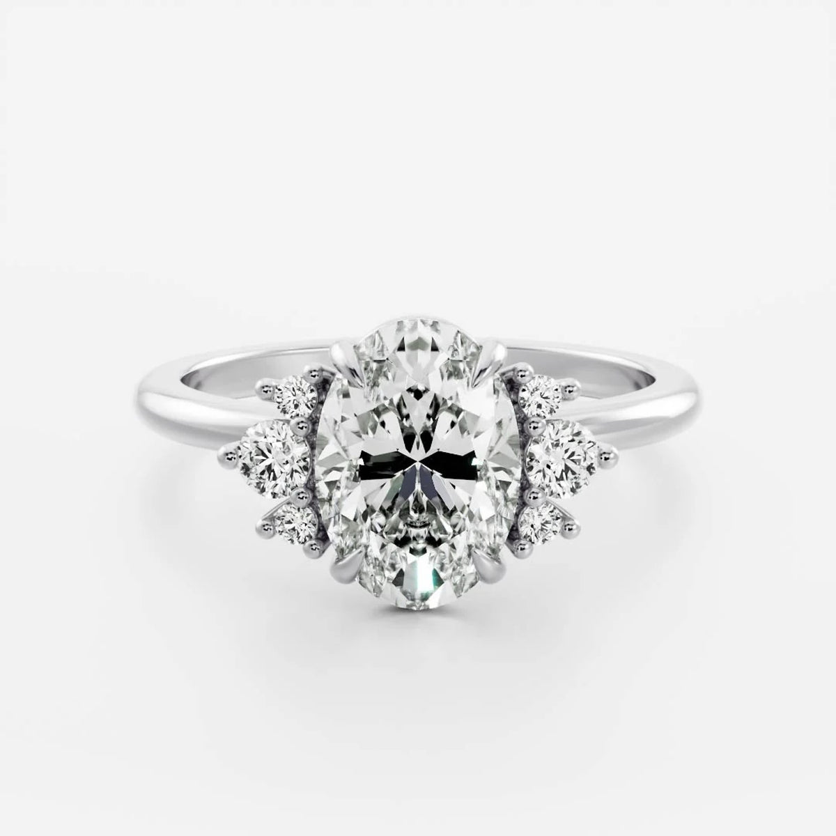 1.0-3.5 CT Oval Lab Grown Diamond Cluster Engagement Ring