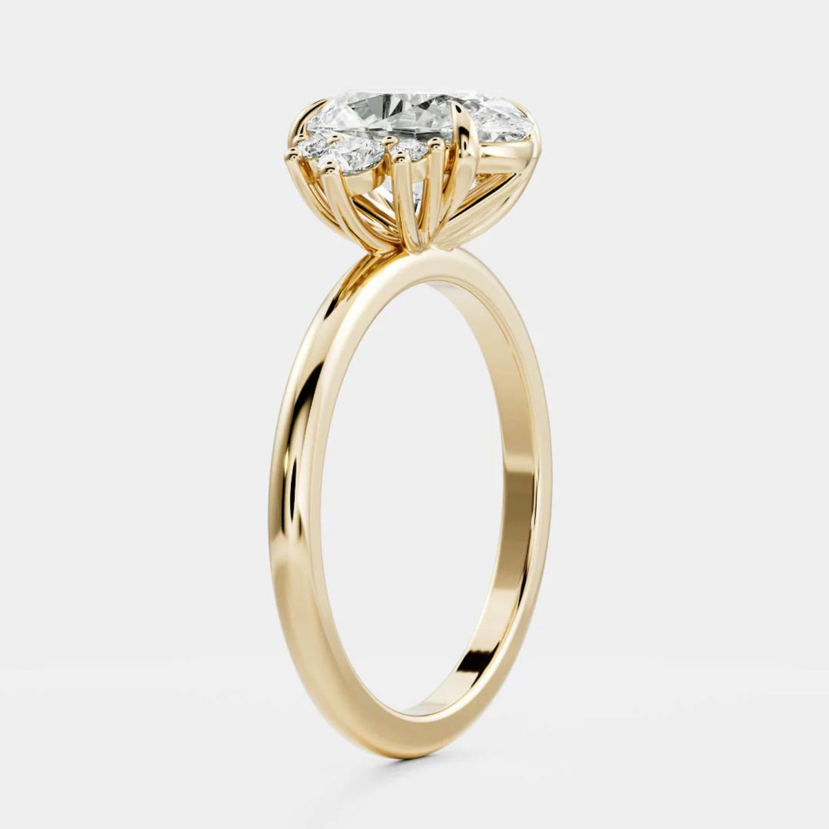 1.0-3.5 CT Oval Lab Grown Diamond Cluster Engagement Ring