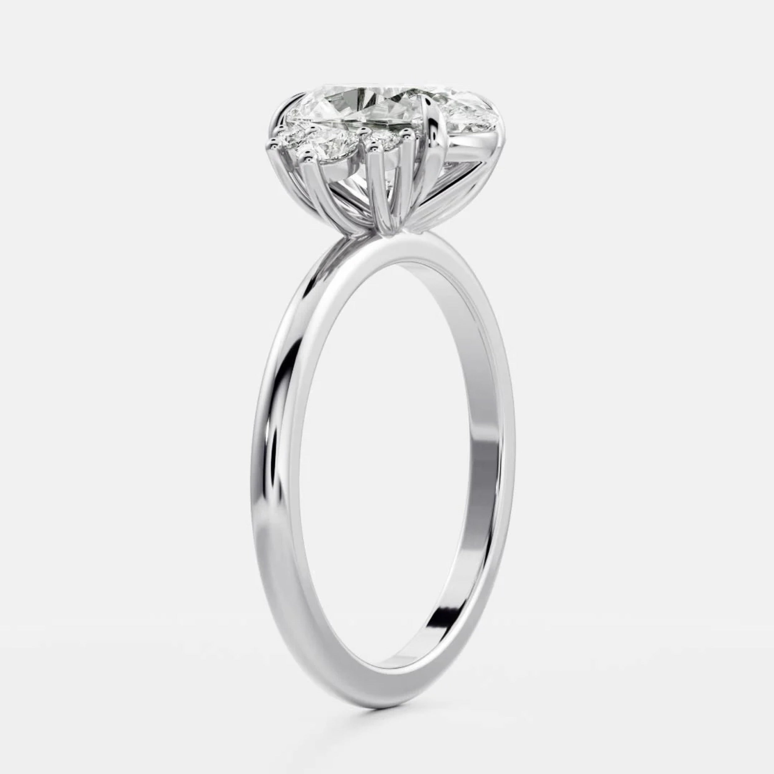 2.0 - 4.0 CT Oval Lab Grown Diamond Cluster Engagement Ring