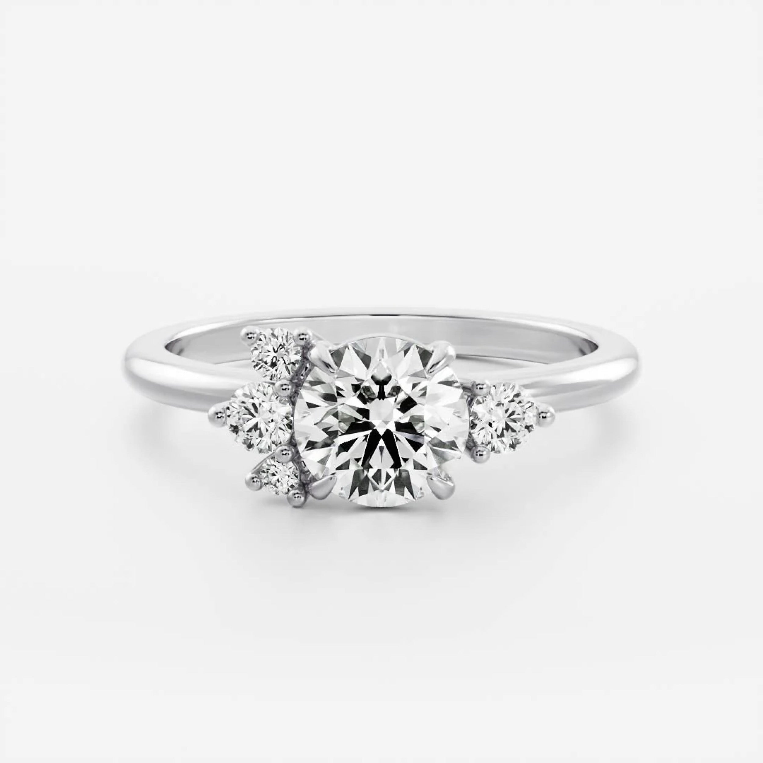 2.0 - 4.0 CT Round Lab Grown Diamond Cluster Engagement Ring
