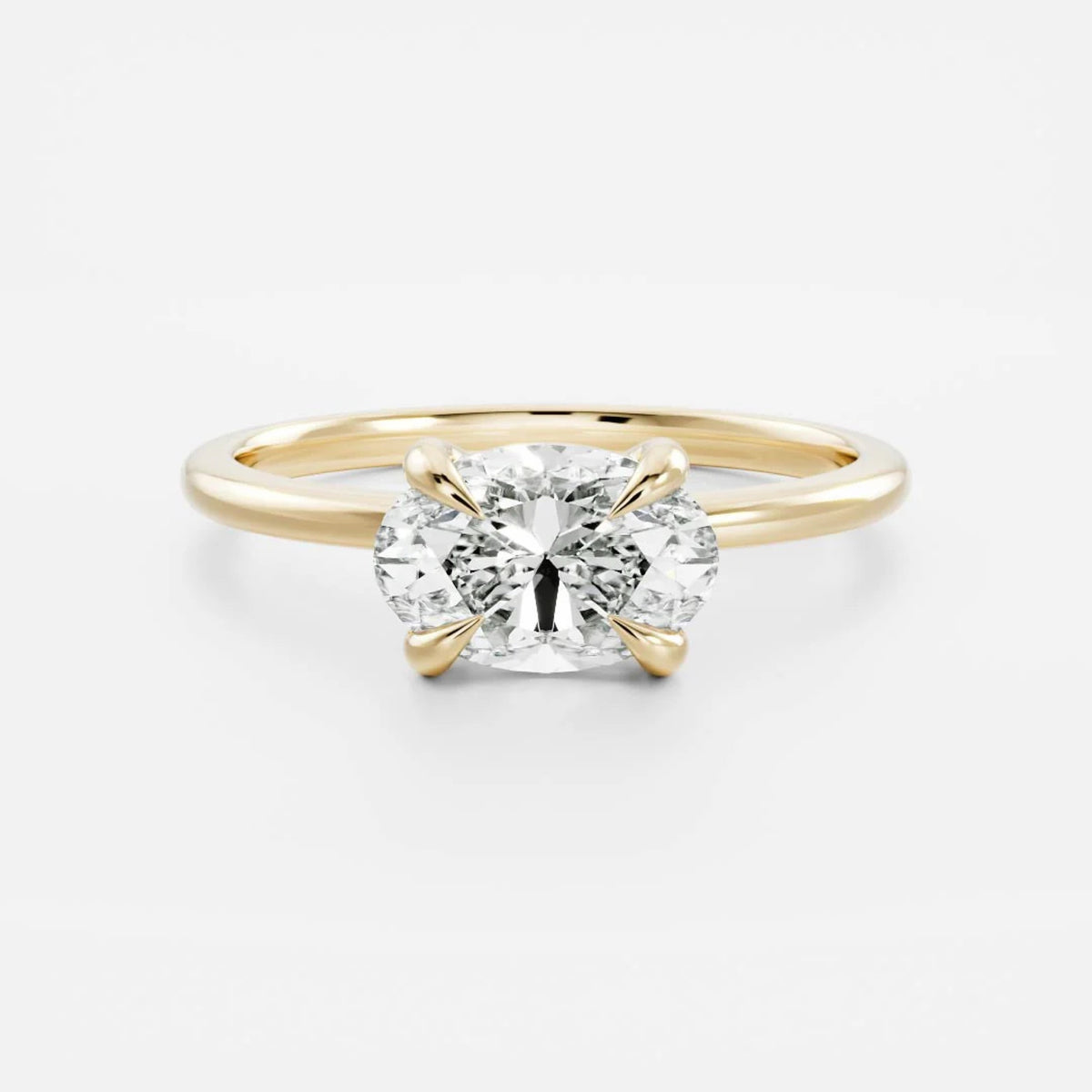 1.0-3.5 CT East West Oval Lab Grown Diamond Solitaire Engagement Ring