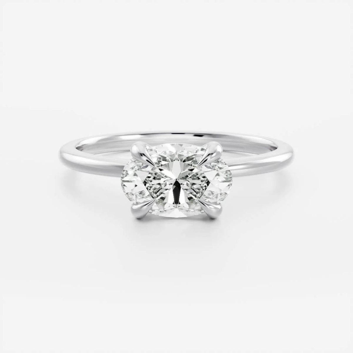 1.0-3.5 CT East West Oval Lab Grown Diamond Solitaire Engagement Ring