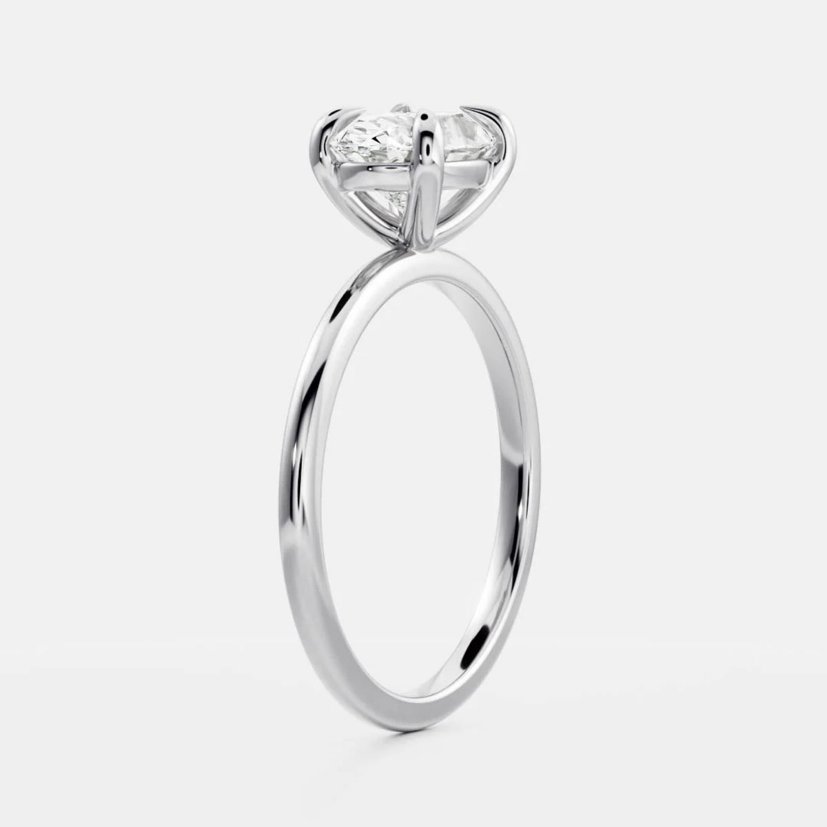 1.0-3.5 CT East West Oval Lab Grown Diamond Solitaire Engagement Ring