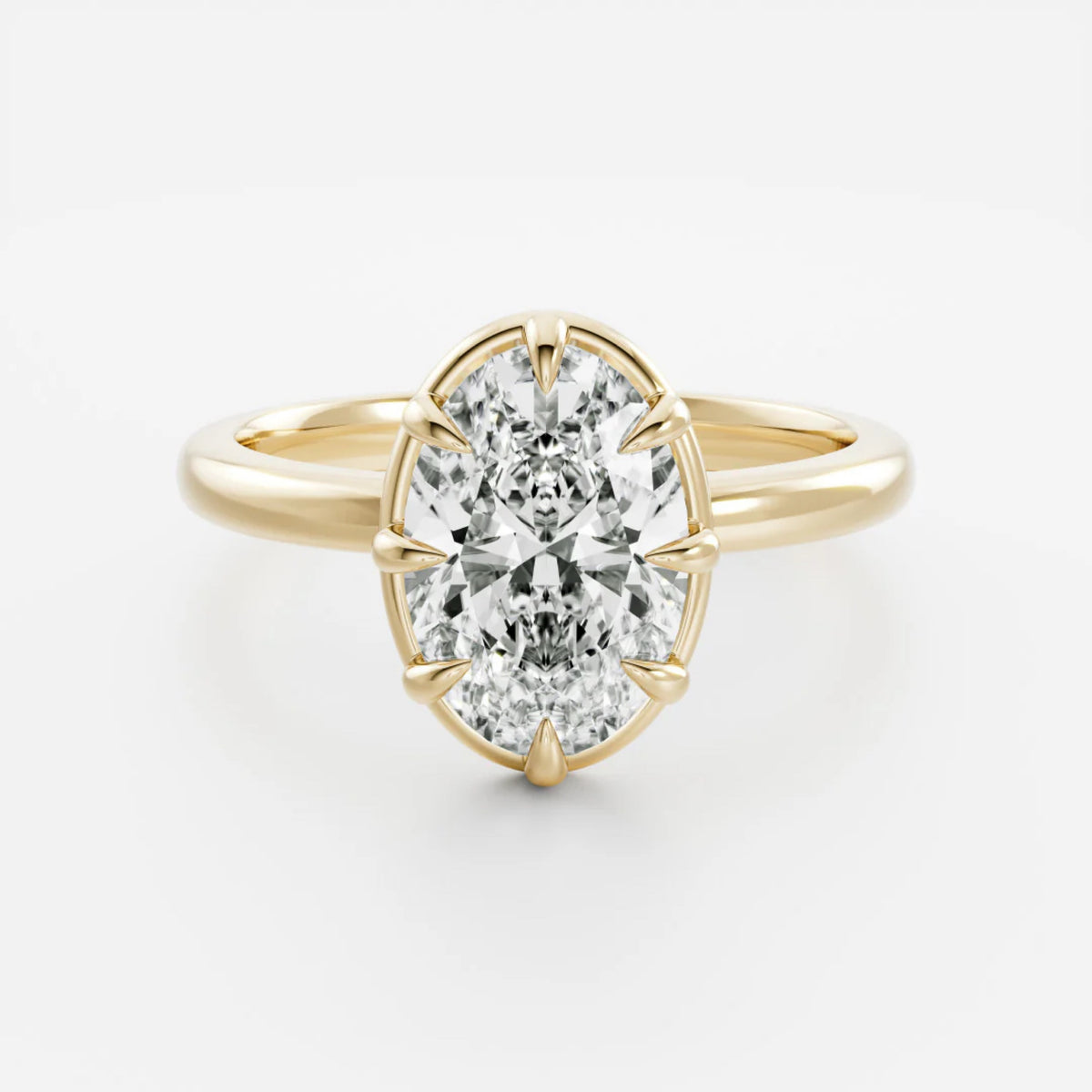 1.0-3.5 CT Oval Lab Grown Diamond Solitiare Engagement Ring