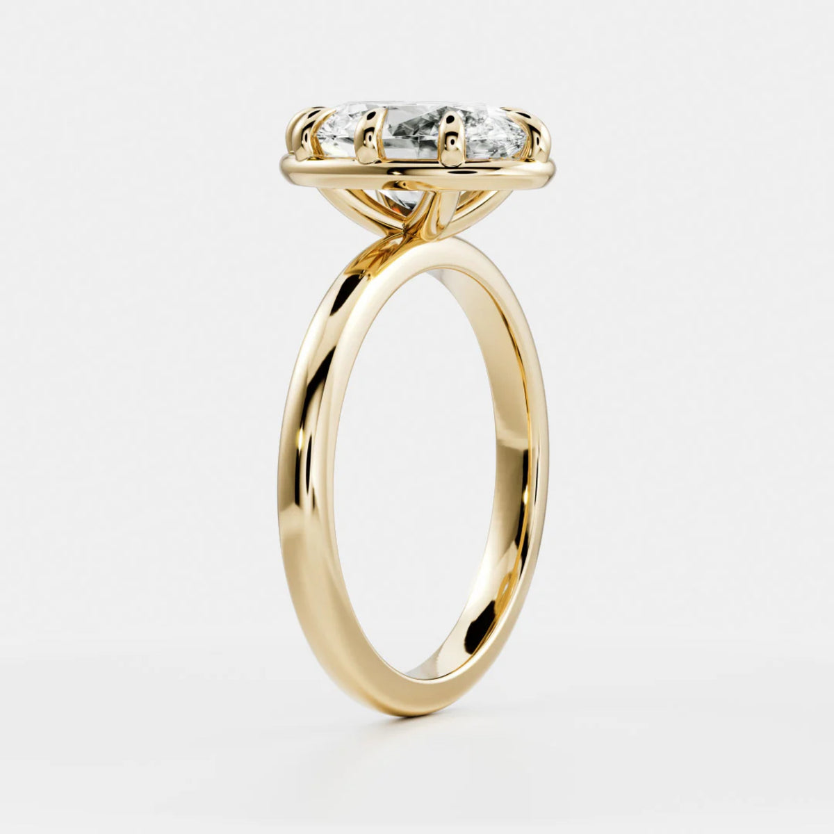 1.0-3.5 CT Oval Lab Grown Diamond Solitiare Engagement Ring