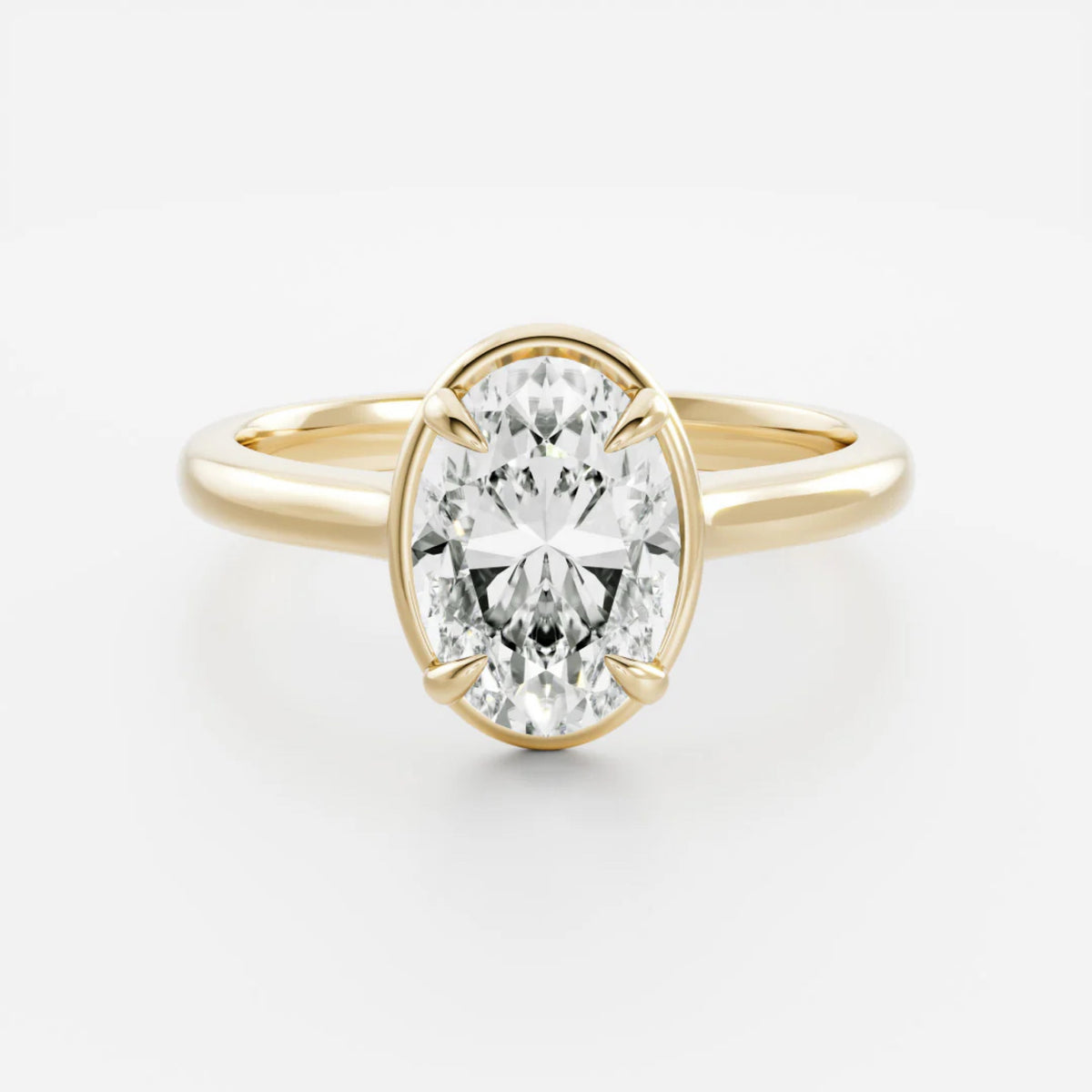 1.0-3.5 CT Oval Lab Grown Diamond Solitaire Engagement Ring