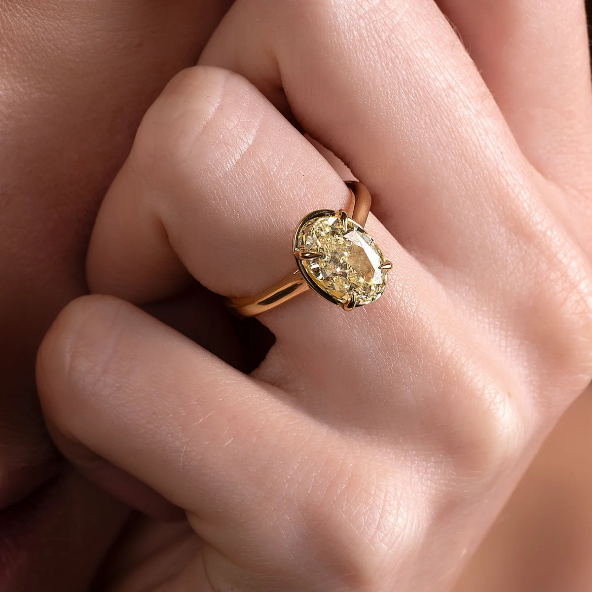 1.0-3.5 CT Oval Lab Grown Diamond Solitaire Engagement Ring