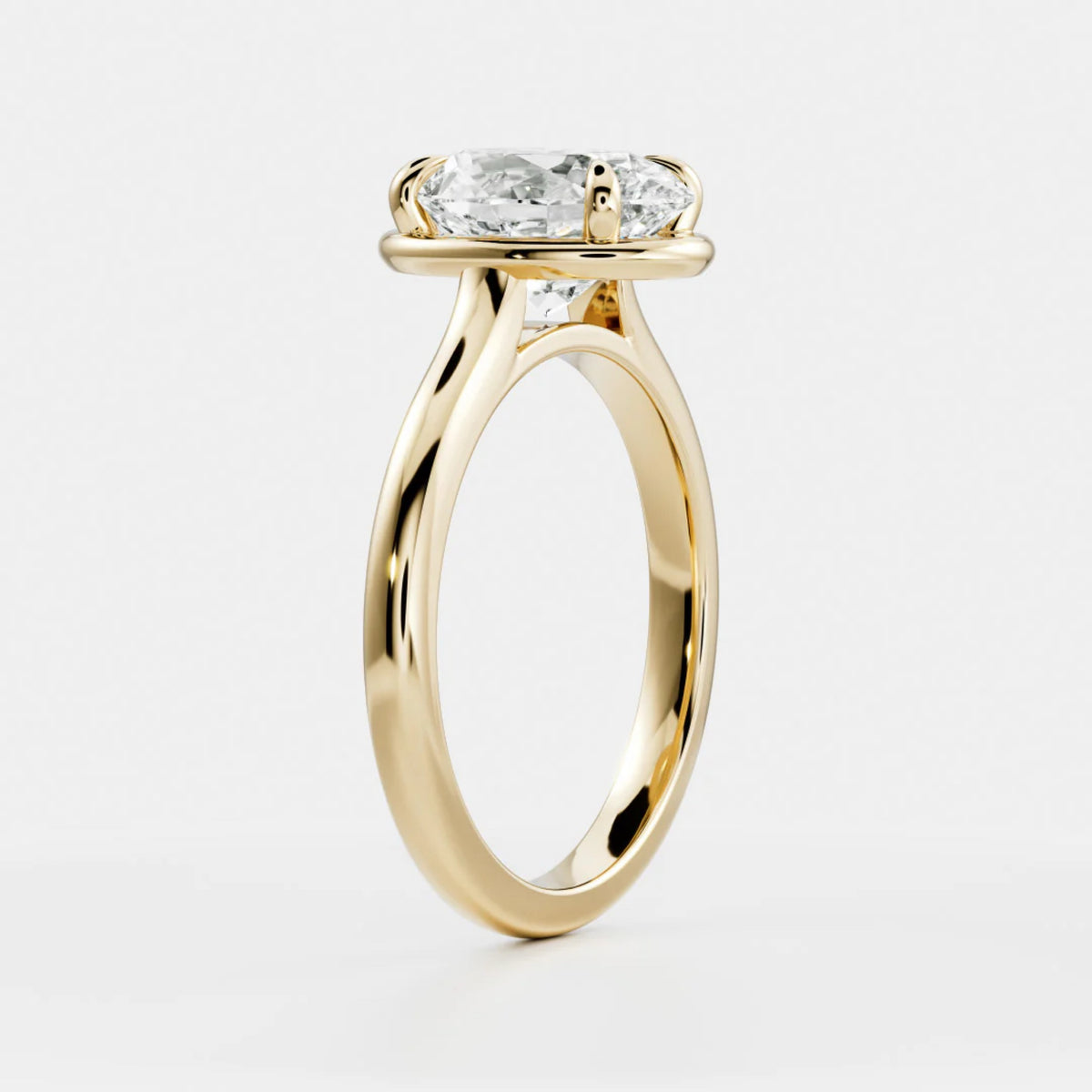 1.0-3.5 CT Oval Lab Grown Diamond Solitaire Engagement Ring