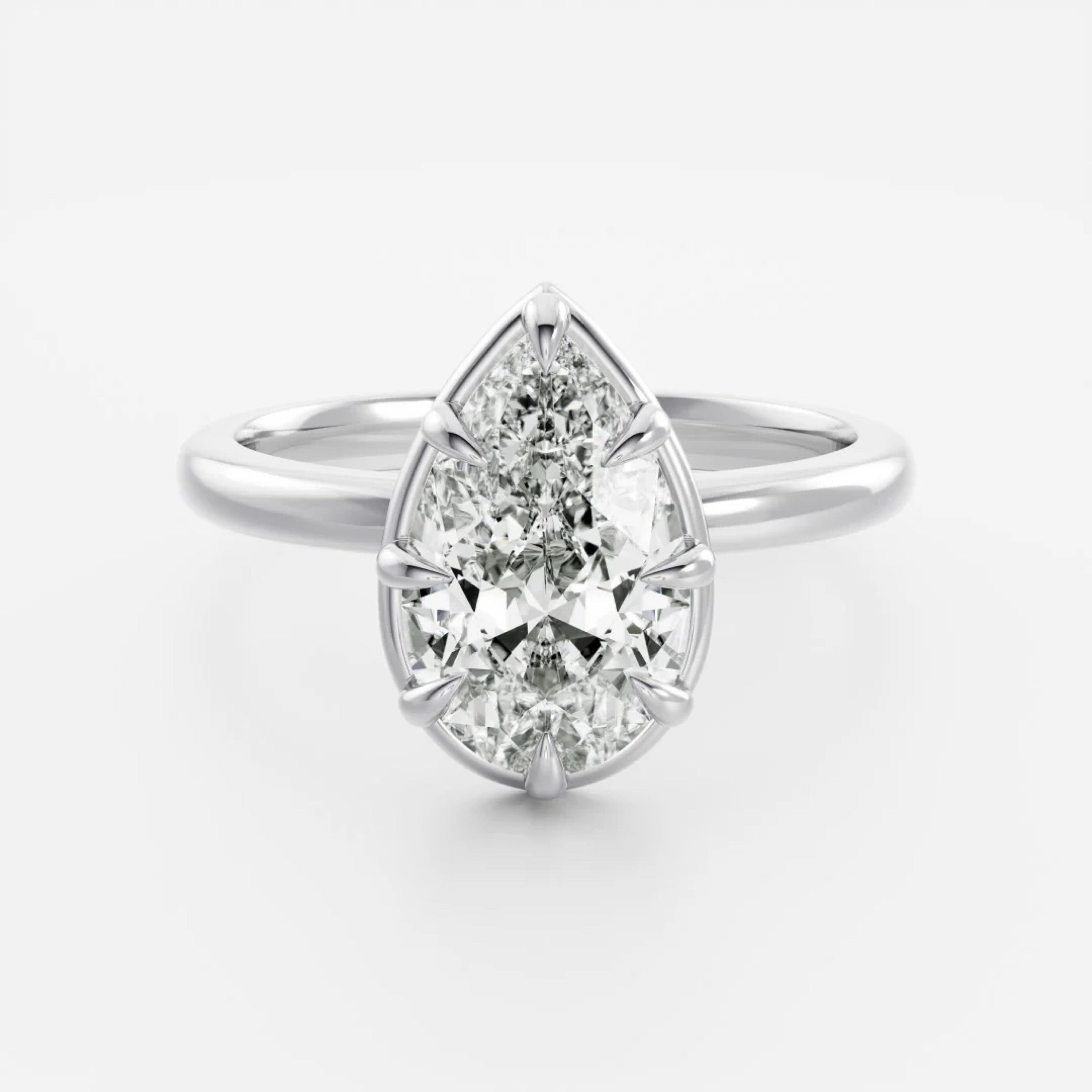 2.0 - 4.0 CT Pear Lab Grown Diamond Solitaire Engagement Ring