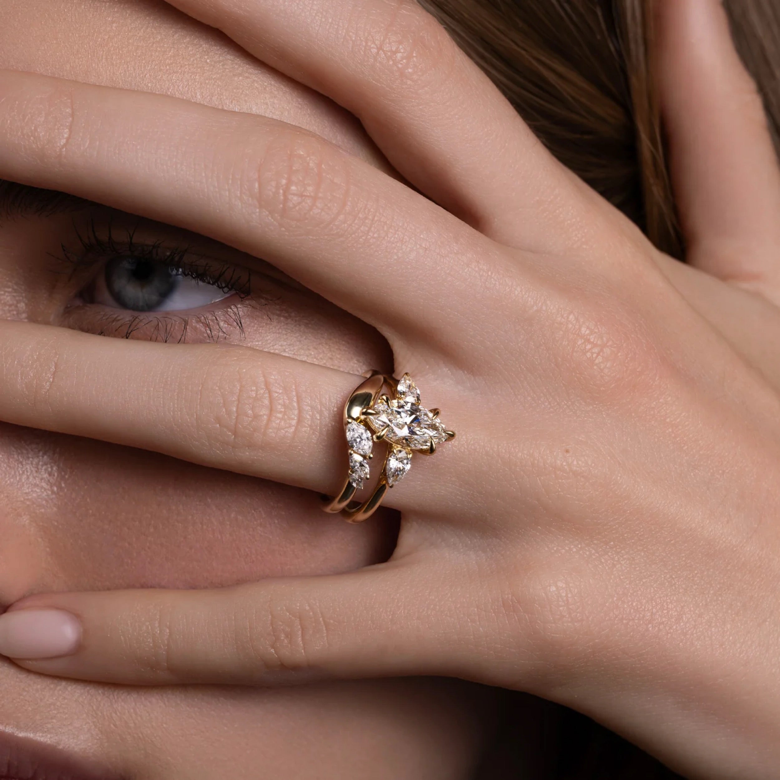 0.2 TCW Marquise Diamond Curved Wedding Band