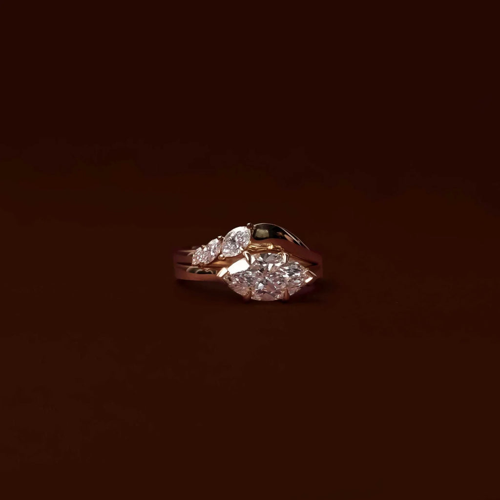 0.2 TCW Marquise Lab Grown Diamond Curved Wedding Band