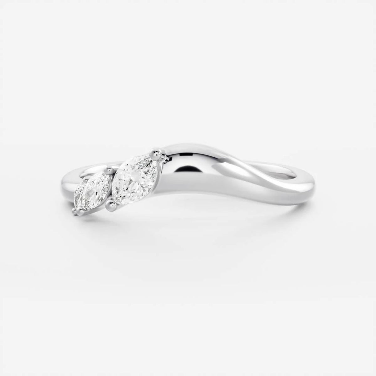 0.2 TCW Marquise Lab Grown Diamond Curved Wedding Band
