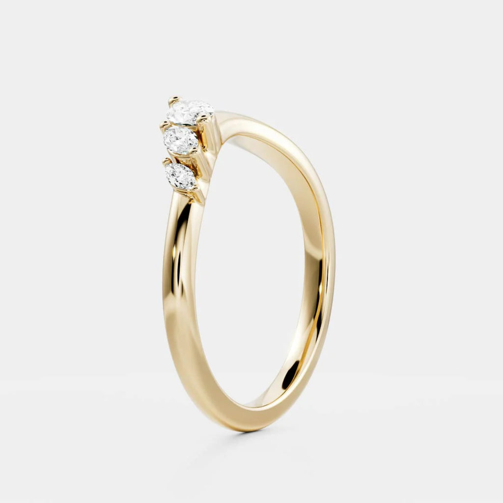 0.2 TCW Marquise Lab Grown Diamond Curved Wedding Band
