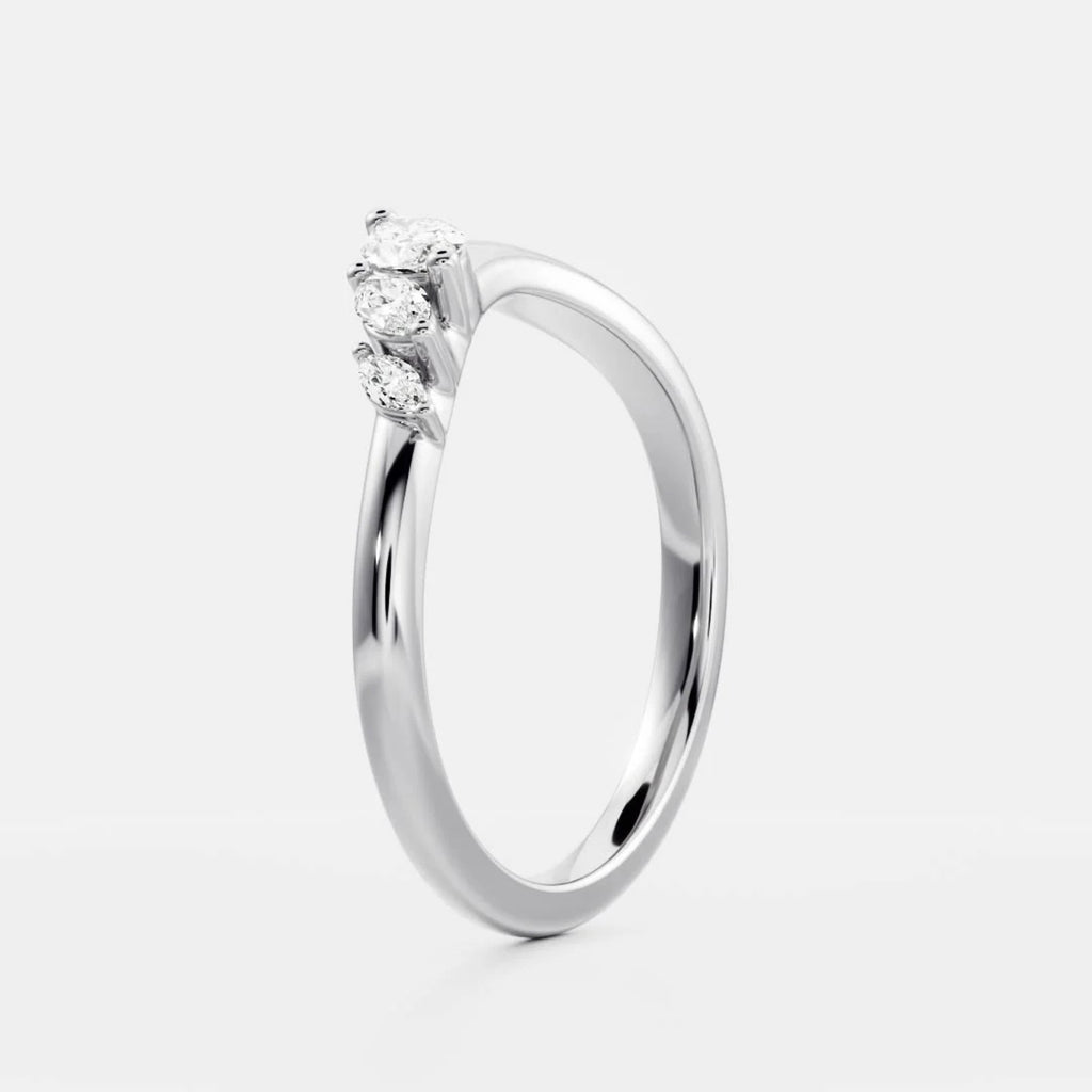 0.2 TCW Marquise Lab Grown Diamond Curved Wedding Band