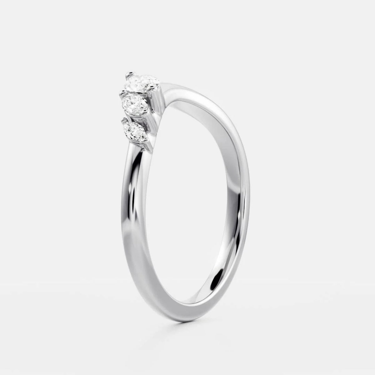 0.2 TCW Marquise Lab Grown Diamond Curved Wedding Band