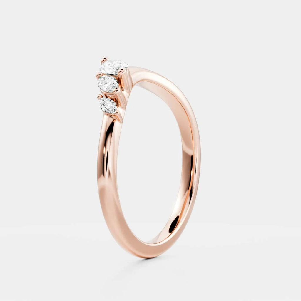 0.2 TCW Marquise Lab Grown Diamond Curved Wedding Band