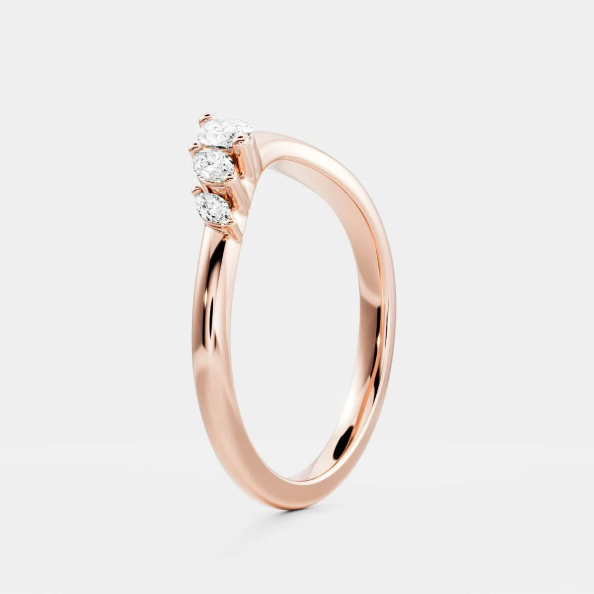0.2 TCW Marquise Lab Grown Diamond Curved Wedding Band