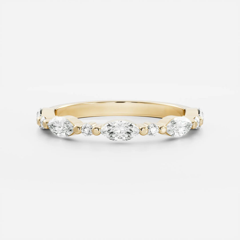 0.5 TCW Marquise & Round Lab Grown Diamond Half Eternity Wedding Band
