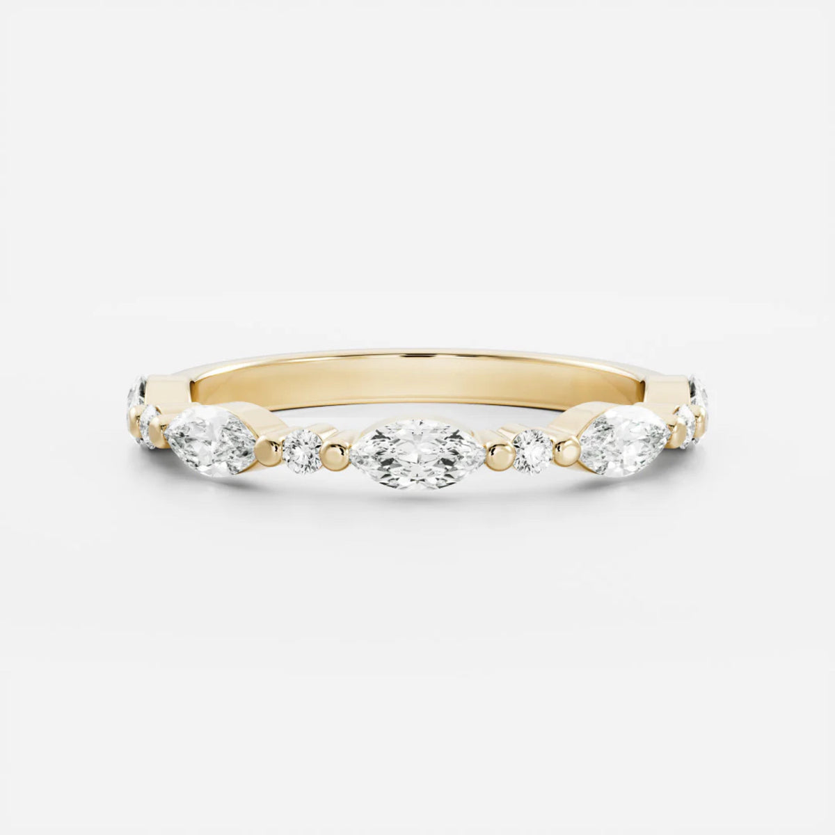 0.5 TCW Marquise & Round Lab Grown Diamond Half Eternity Wedding Band