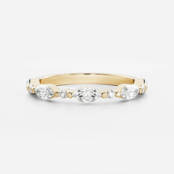 0.5 TCW Marquise & Round Lab Grown Diamond Half Eternity Wedding Band