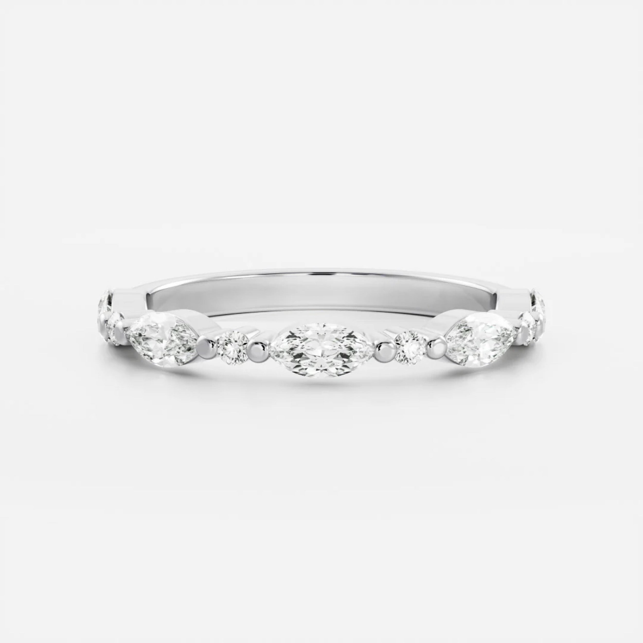 0.5 TCW Marquise & Round Diamond Pave Wedding Band