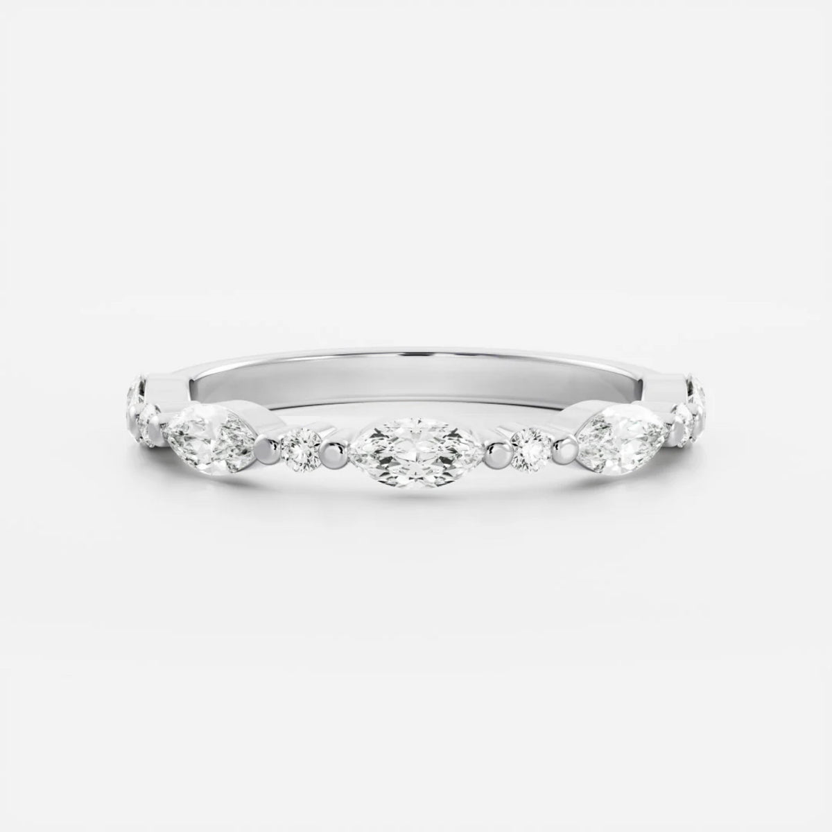 0.5 TCW Marquise & Round Lab Grown Diamond Half Eternity Wedding Band