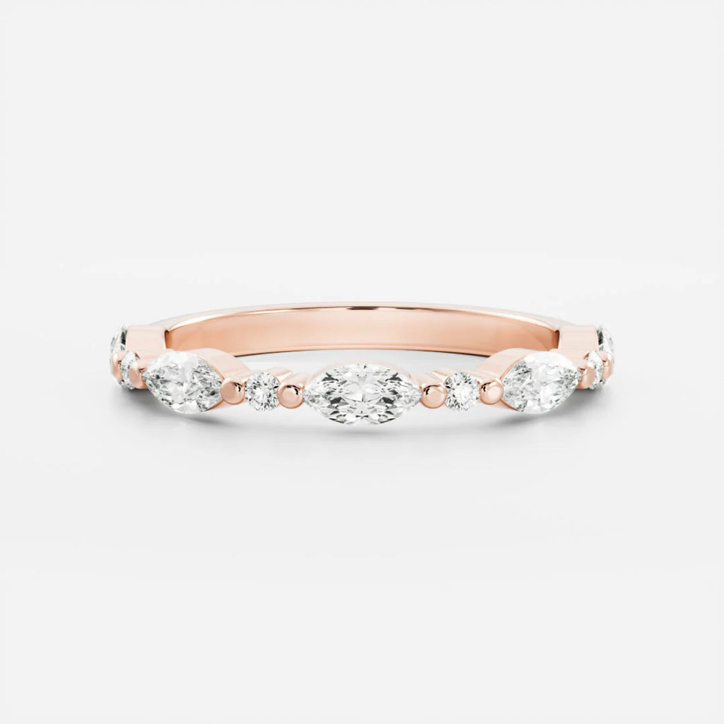 0.5 TCW Marquise & Round Lab Grown Diamond Half Eternity Wedding Band