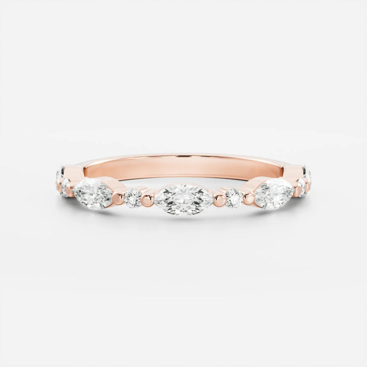0.5 TCW Marquise & Round Lab Grown Diamond Half Eternity Wedding Band