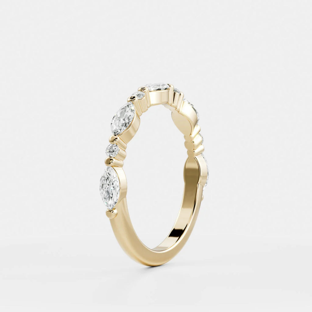 0.5 TCW Marquise & Round Lab Grown Diamond Half Eternity Wedding Band
