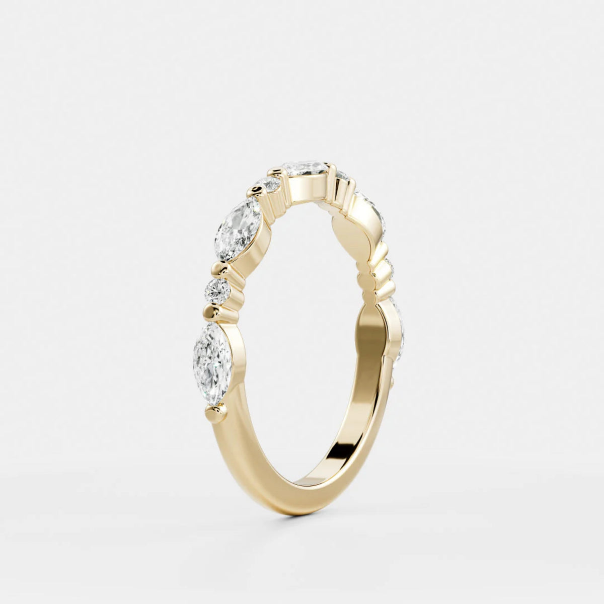 0.5 TCW Marquise & Round Lab Grown Diamond Half Eternity Wedding Band