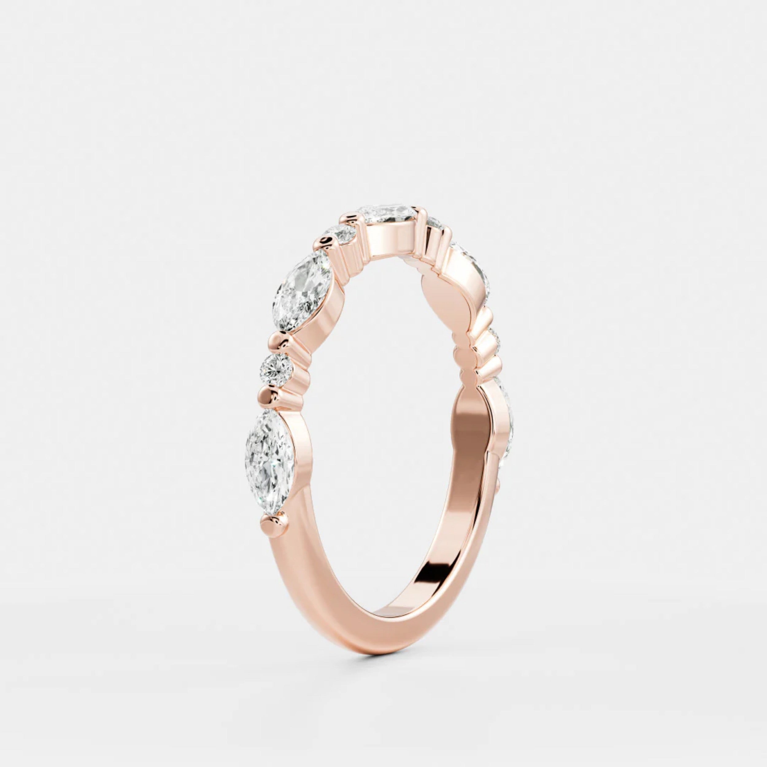 0.5 TCW Marquise & Round Diamond Pave Wedding Band