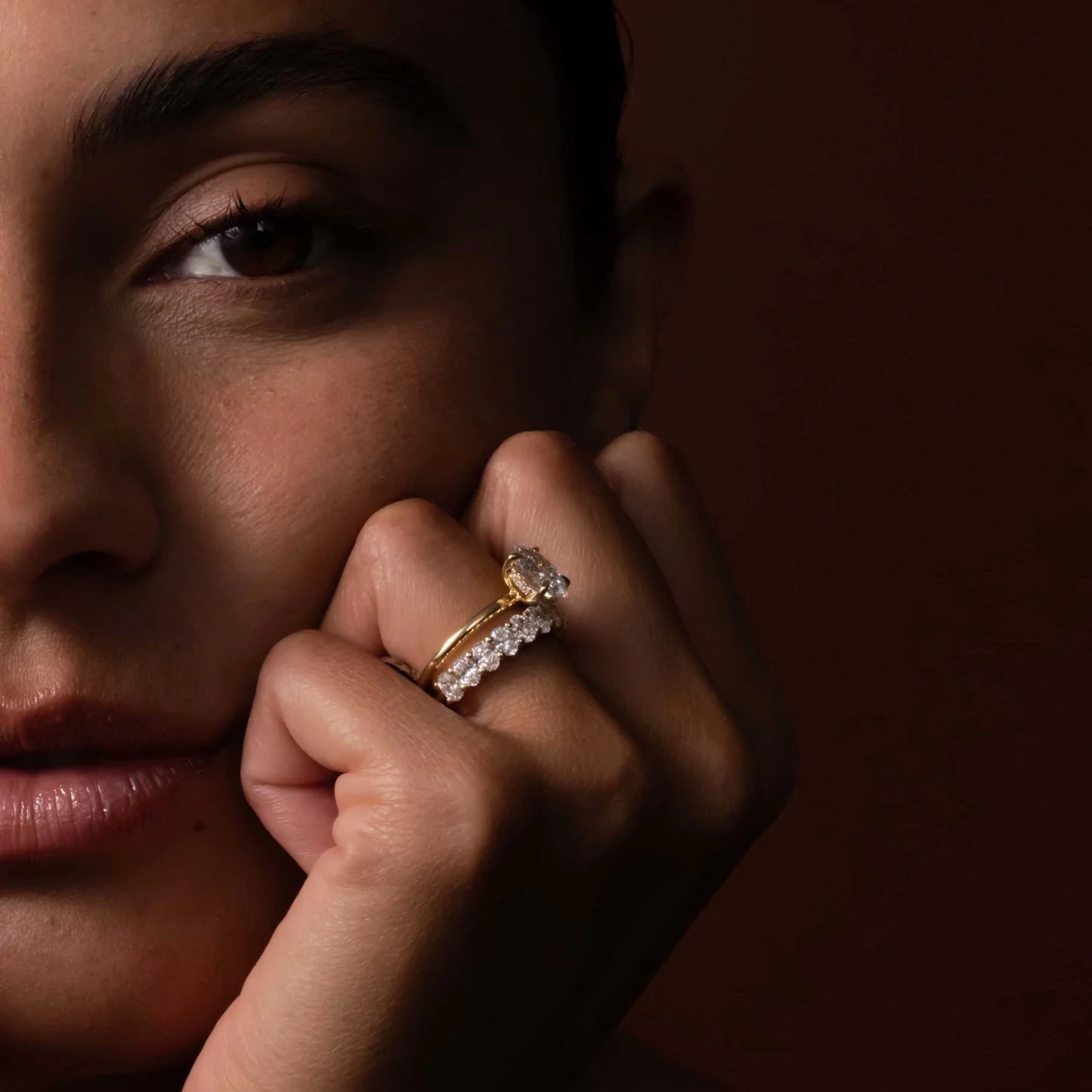 0.5 TCW Oval Diamond Half Wedding Band