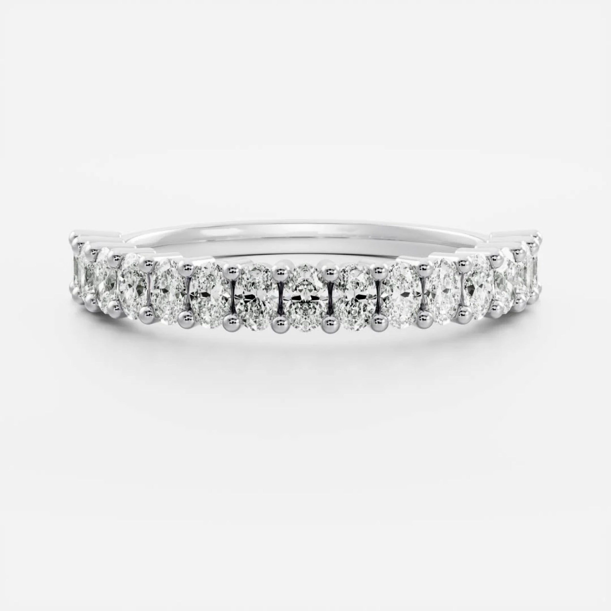 0.5 TCW Oval Diamond Half Wedding Band