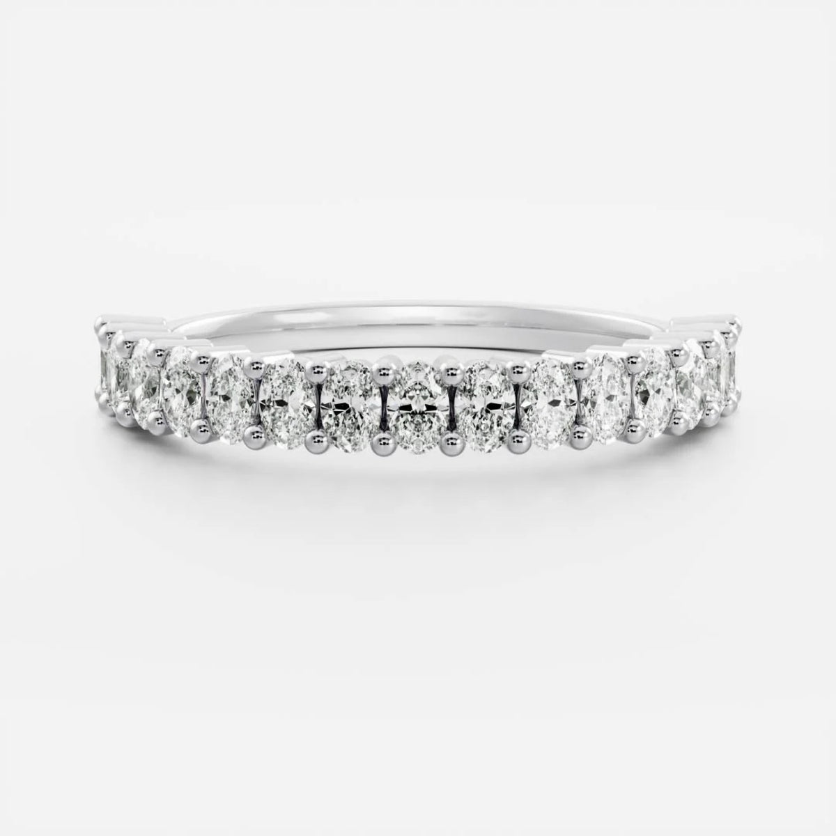 0.5 TCW Oval Diamond Half Wedding Band