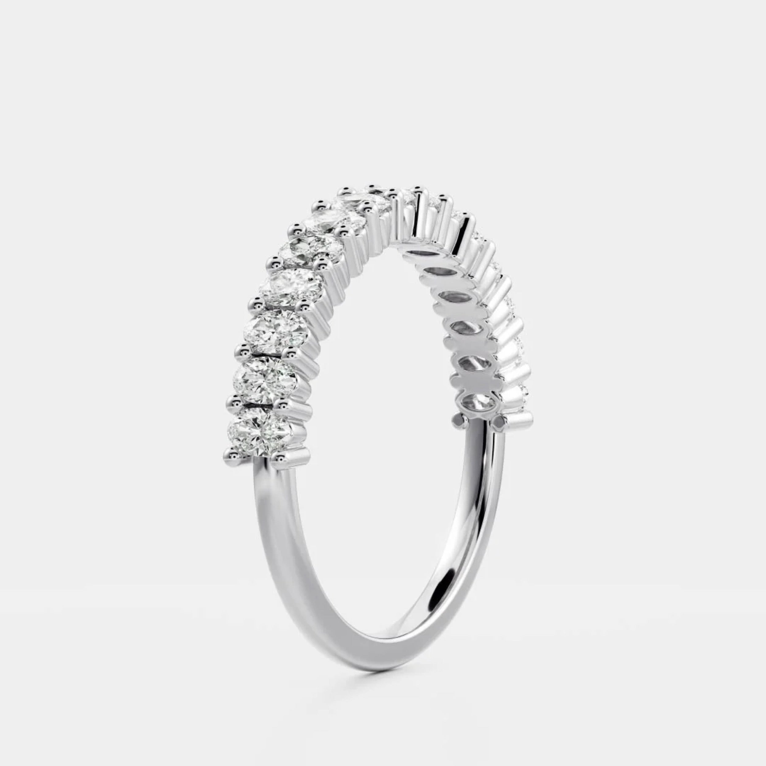 0.5 TCW Oval Diamond Half Wedding Band