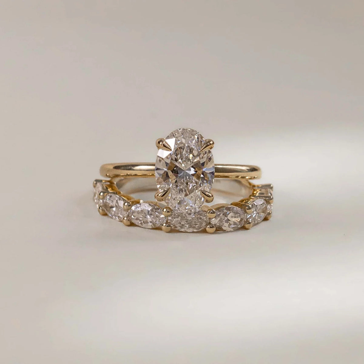 1.0 TCW Oval Lab Grown Diamond Horizontal Wedding Band