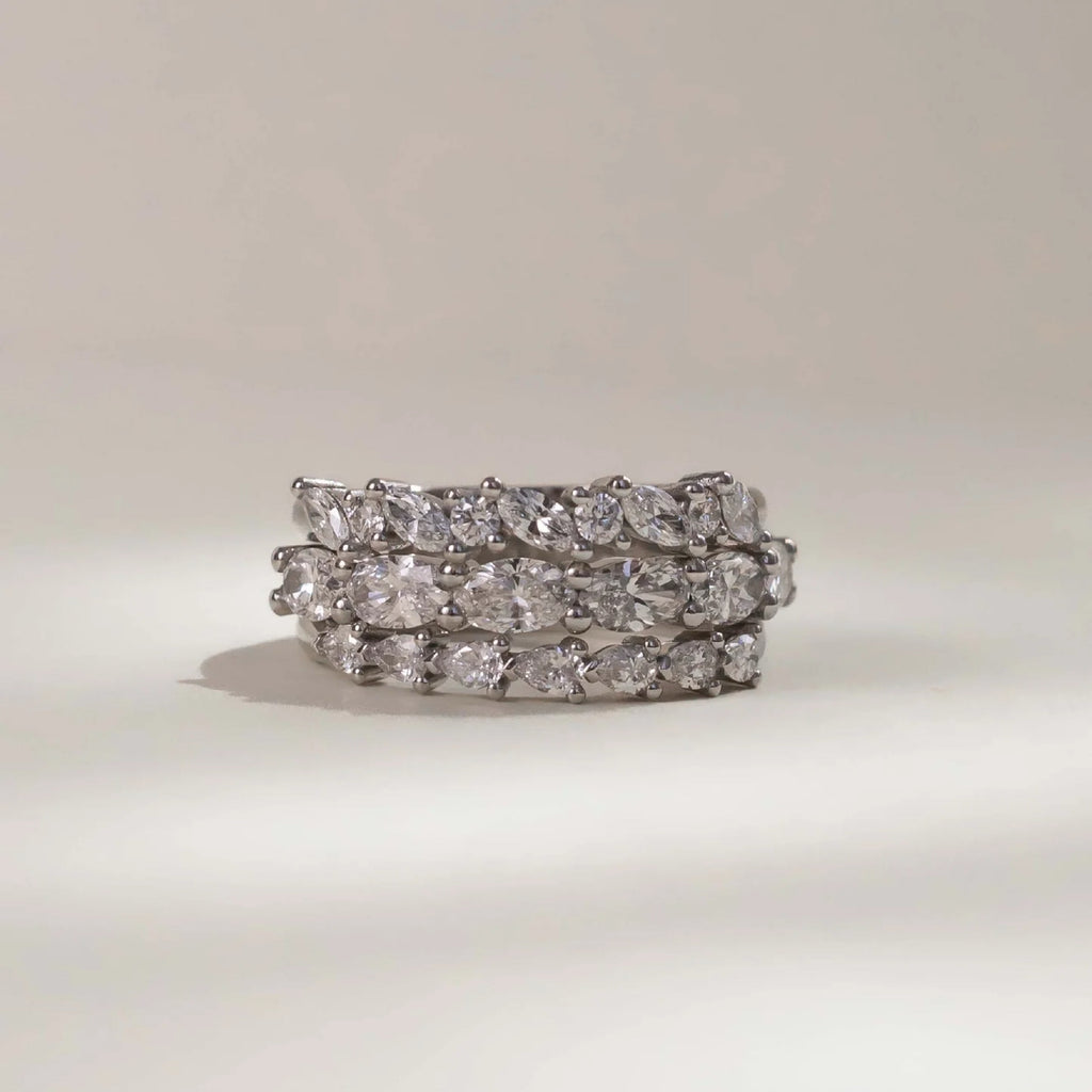 1.0 TCW Oval Lab Grown Diamond Horizontal Wedding Band