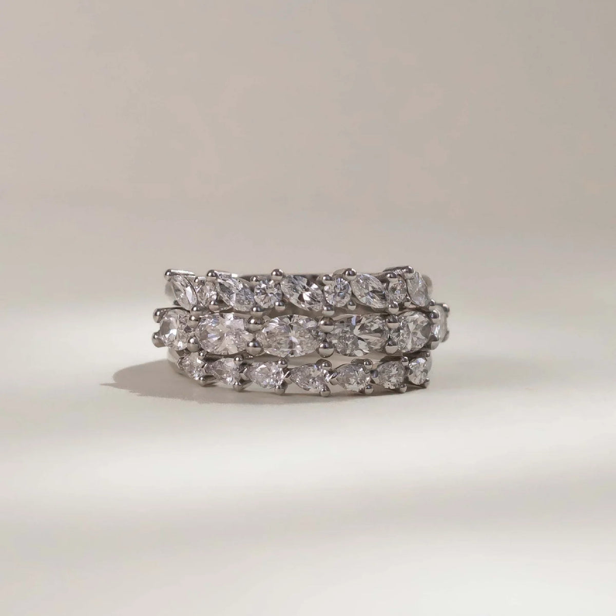 1.0 TCW Oval Lab Grown Diamond Horizontal Wedding Band