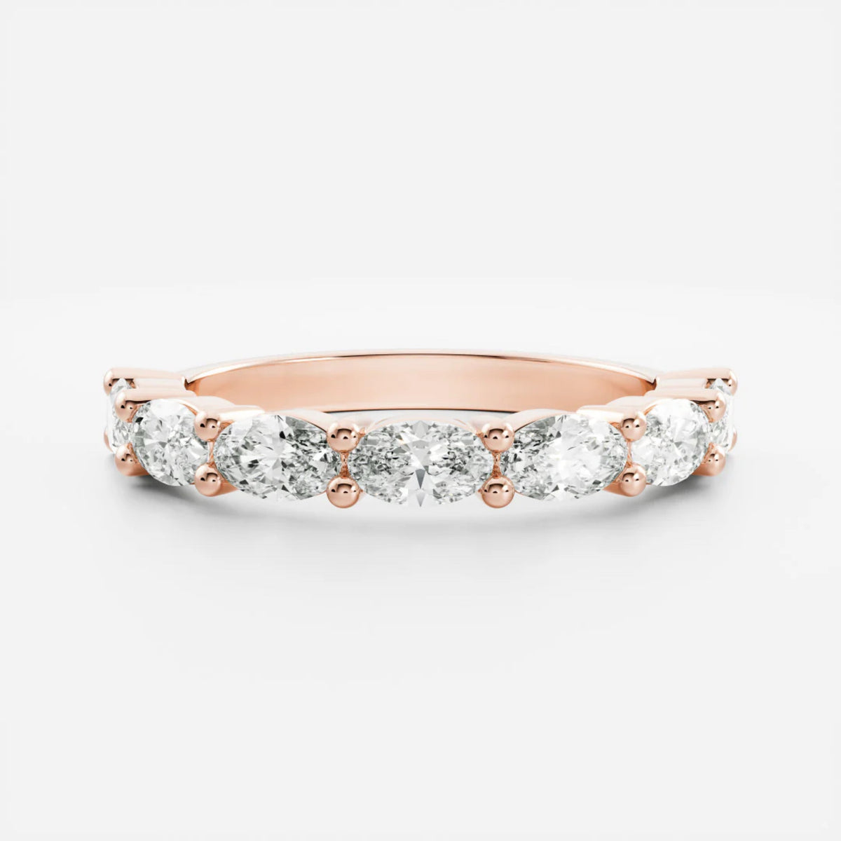 1.0 TCW Oval Lab Grown Diamond Horizontal Wedding Band