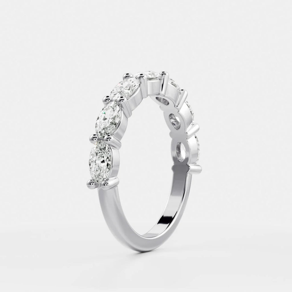 1.0 TCW Oval Lab Grown Diamond Horizontal Wedding Band